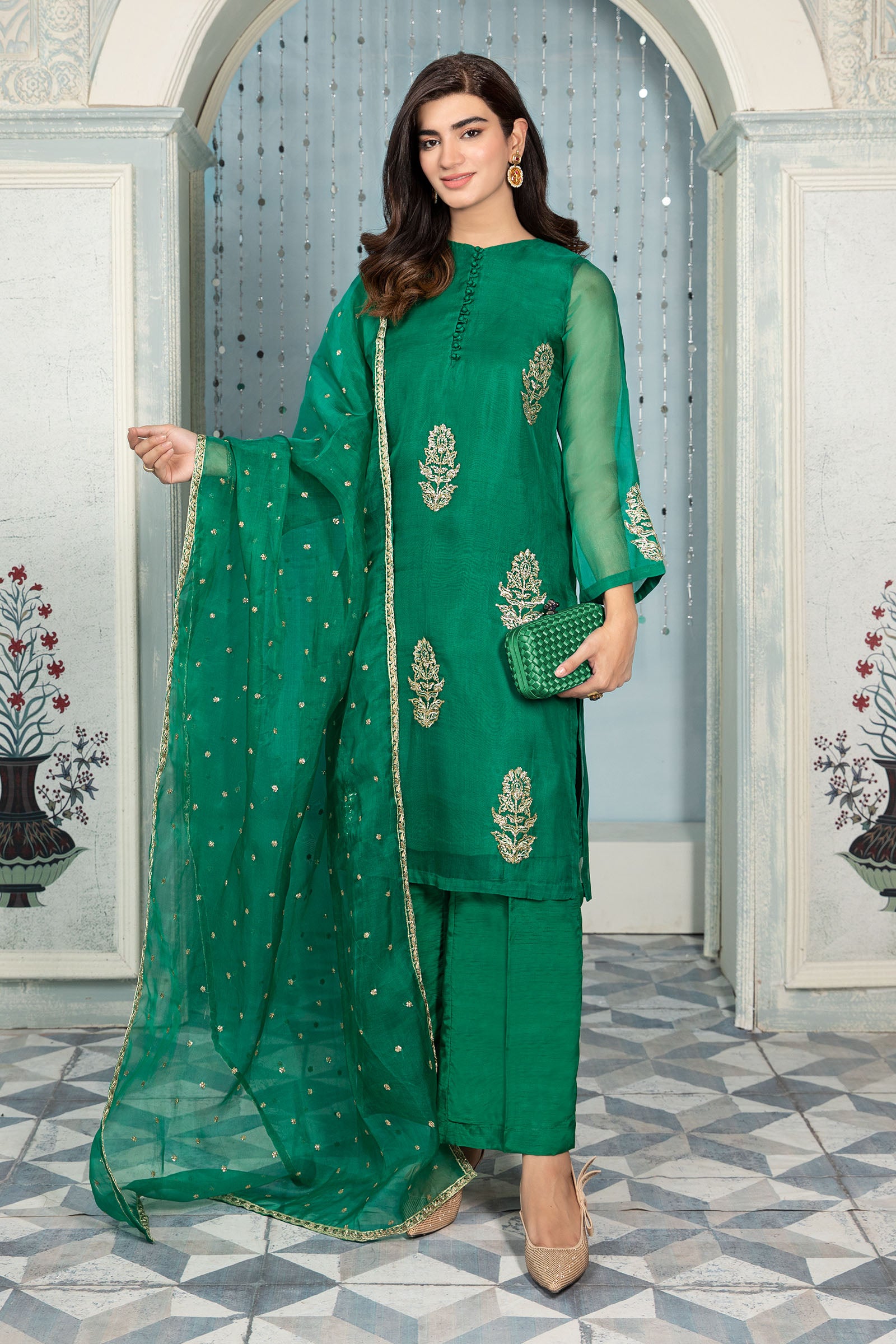 Maria B Green SF-EA22-06 Eid Formal Pret 2022 Online Shopping