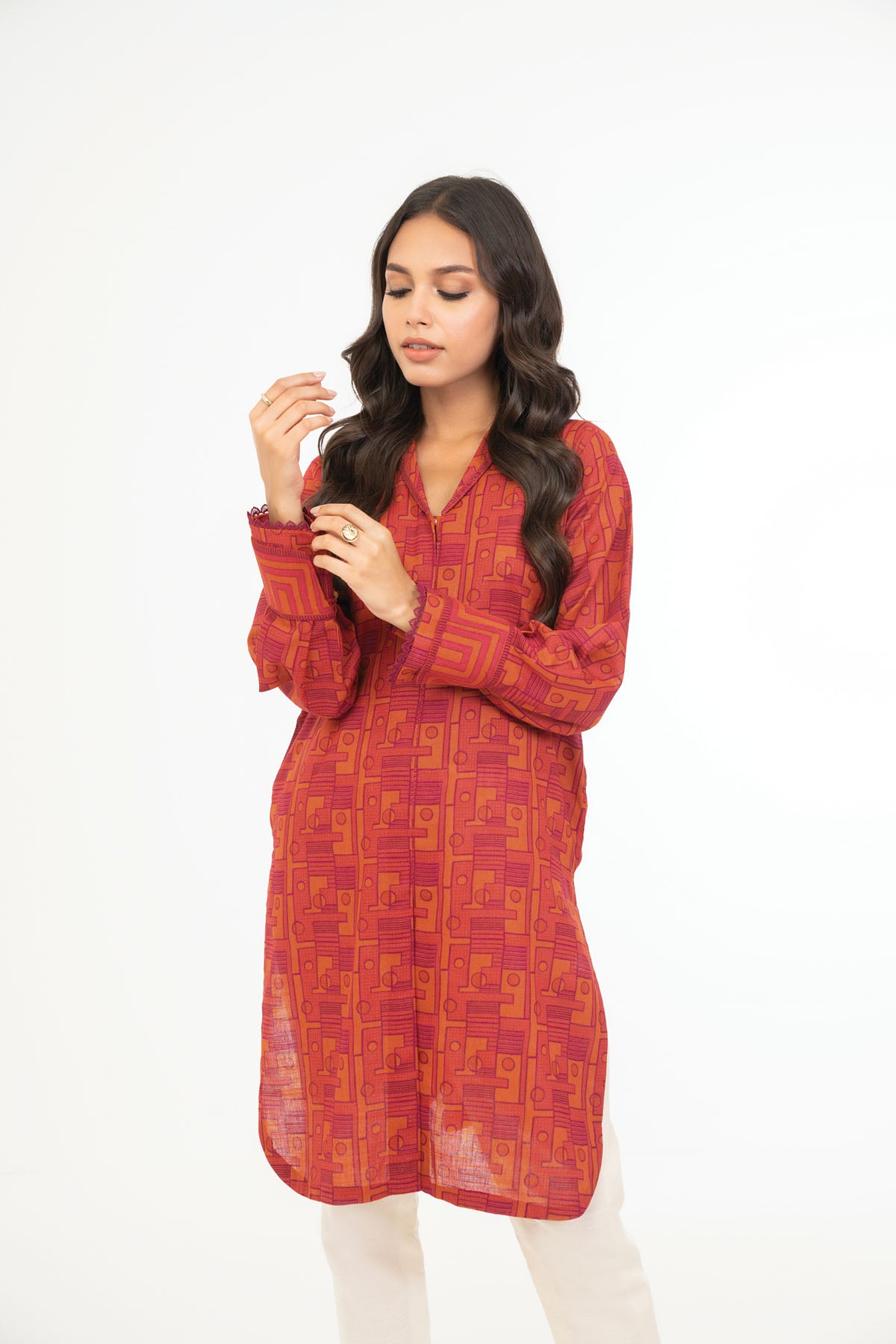Alkaram SLRK-17-22-4-Rust Printed Khaddar Shirta 2022 Online Shopping