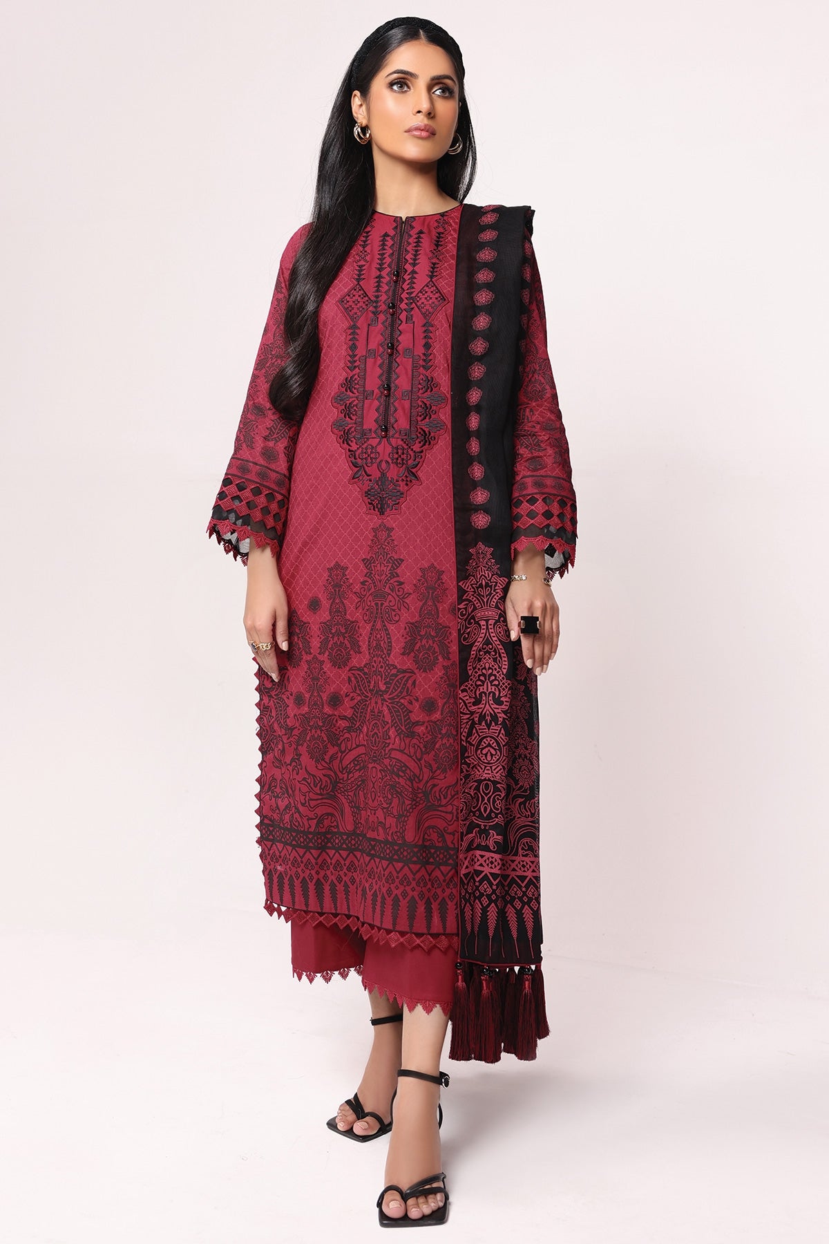 Alkaram Online Ss-49.1-22 Maroon Spring Summer 2022 - Pakistani Branded Clothes