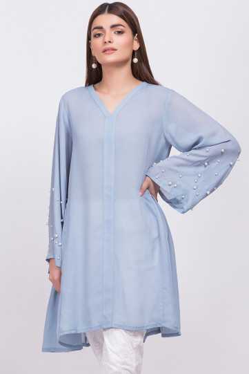 AlKaram Dyed Embroidered Georgette Kurti WA-05 Pret 2021