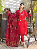 Barn Red 3pc Embroidered Lawn Shirt Front With Printed Lawn Back Sleeves With Fancy Printed Dupatta Dyed Cambric Trouser Estela Wk 00720b Salitex Summer Collection 2021