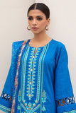 Zellbury Embroidered Shirt Shalwar Dupatta - Blue - Jacquard Suit-0435 Online Shopping