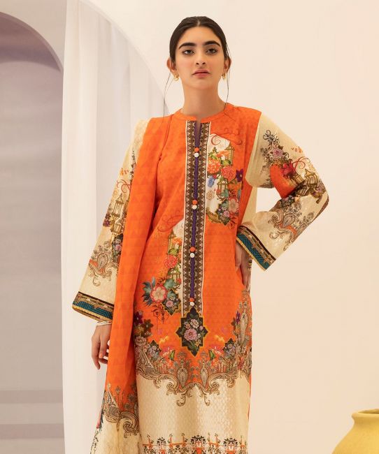 Zellbury Burning Orange Lawn Suit Lawn Collection 2021