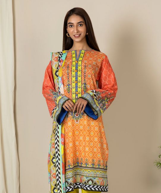 Zellbury Jaffa Orange A Lawn Suit Lawn Collection 2021