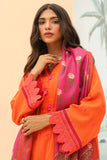 Zellbury Embroidered Shirt Shalwar Dupatta - Orange - Khaddar Suit - 0775 Online Shopping