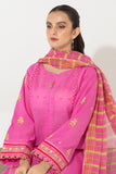 Zellbury Embroidered Shirt Shalwar Dupatta - Pink - Slub Lawn Suit-0650 Online Shopping