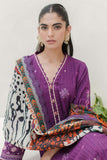 Zellbury Embroidered Shirt Shalwar Dupatta - Purple - Cambric Suit - 0704 Online Shopping