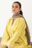 Zellbury Embroidered Shirt Shalwar Dupatta - Yellow - Slub Lawn Suit-0651 Online Shopping