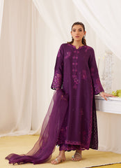 Farah Talib Aziz Teo Eggplant Embroidered Shirt And Dupatta Online Shopping