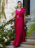 Farah Talib Aziz Vezeen Magenta Saree Online Shopping