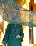 3PC-JLAWN-S-25-3158 Green Jacquard Embroidered Junaid Jamshaid Brand Original Fabrics