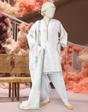3PC-25-3225 Green Cambric Printed Junaid Jamshaid Brand Original Fabrics