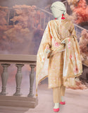3PC-25-3228 Brown Cambric Printed Junaid Jamshaid Brand Original Fabrics