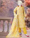 3PC-25-3229 Yellow Cambric Printed Junaid Jamshaid Brand Original Fabrics