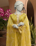 3PC-JLAWN-S-25-3294-B Yellow Lawn Embroidered Junaid Jamshaid Brand Original Fabrics