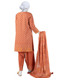 3PC-JLAWN-S-25-806 Rust Lawn  Printed Junaid Jamshaid Brand Original Fabrics