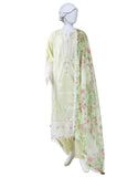 3PC-JLAWN-S-25-825 Green Lawn Embroidered Junaid Jamshaid Brand Original Fabrics