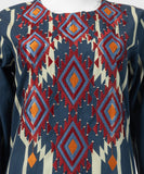 JLS-S-26-747/S Coastal Geometry-03 Blue Junaid Jamshaid  Brand Original Fabrics