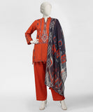 JLS-S-26-748/S Coastal Geometry-04 Orange Junaid Jamshaid  Brand Original Fabrics