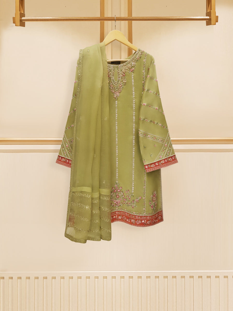 Agha Noor 3 Piece - Pure Raw Silk  Embroidered S108855 Online Shopping