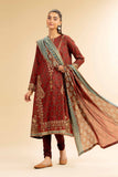 Nishat Linen 3 Piece - Gold Printed Embroidered Suit - 42501421 Online Shopping