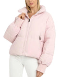 Pink Women’s Winter Jacket Coat Cropped Puffer Short Warm Quilted - Gihuo | Women's Coat & Jacket