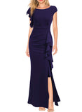 Navy-blue Women's Split Bodycon Mermaid Evening Cocktail Long Dress - Woosea | Women's Formal Dresses