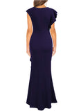 Navy-blue Women's Split Bodycon Mermaid Evening Cocktail Long Dress - Woosea | Women's Formal Dresses