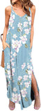 Women's Summer Casual Loose Dress Beach Cover Up Long Cami Maxi Dresses with Pocket