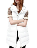 White Women's Long Puffer Vest Casual Sleeveless Puffy Jacket - Tanming | Women's Coat & Jacket