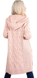 Womens Chunky Cable Knitted Oversized Longline Hooded Cape Cardigan Ladies Baggy Pocket Long Jumpers Coatigan | Women's Cardigan