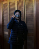 Dark Grey Heather fold in Pocket Women's Winter Coat Packable Lightweight Full-Zip Puffer with Hood Quilted - AmEss | Women's Coat & Jacket