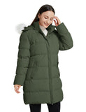 Olive Women's Winter Thicken Jacket Puffer Coat Warm with Faux Fur - WenVen | Women's Coat & Jacket