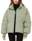 Lightgreen Women’s Winter Jacket Coat Cropped Puffer Short Warm Quilted - Gihuo | Women's Coat & Jacket
