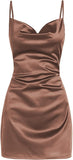 Brown Women's Sleeveless Spaghetti Mini Dress for Party - Zaful | Women's Cocktail Dresses