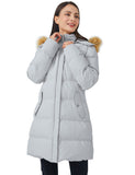 Grey Women's Winter Thicken Jacket Puffer Coat Warm with Faux Fur - WenVen | Women's Coat & Jacket