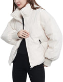 White Women’s Winter Jacket Coat Cropped Puffer Short Warm Quilted - Gihuo | Women's Coat & Jacket