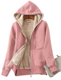 Pink Women's Casual Full Zip Lined Hoodie Sweatshirt Jacket Coat - Yeokou | Women's Coat & Jacket