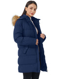 Blue Women's Winter Thicken Jacket Puffer Coat Warm with Faux Fur - WenVen | Women's Coat & Jacket