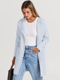 Light Blue Women's Jacket Coat Open Front Knit Long Coatigan Sweater Fall Outerwear - Anrabess | Women's Coat & Jacket