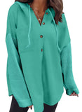 Mint Green Women Loose Fit Casual Hooded Sweatshirt Hoodie with Pocket - Shewin | Women's Coat & Jacket