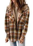 Camel Jacket for Women Plaid Shacket Long Sleeve Button Down - Dokotoo | Women's Coat & Jacket