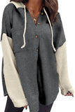 Dark Grey Women Loose Fit Casual Hooded Sweatshirt Hoodie with Pocket - Shewin | Women's Coat & Jacket