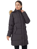 Charcoal Women's Winter Thicken Jacket Puffer Coat Warm with Faux Fur - WenVen | Women's Coat & Jacket