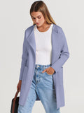 Purple Gray Women's Jacket Coat Open Front Knit Long Coatigan Sweater Fall Outerwear - Anrabess | Women's Coat & Jacket