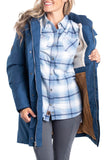 Crater Lake Blue Women's Winter Coat Waterproof Anchorage Parka with Durable Removable Hood - AmEss | Women's Coat & Jacket