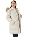 Beige Women's Winter Thicken Jacket Puffer Coat Warm with Faux Fur - WenVen | Women's Coat & Jacket