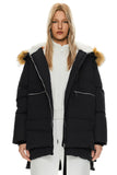 Black Faux Fur Trim Women's Thickened Down Jacket with Filler and Duck Feather - Orolay | Women's Coat & Jacket