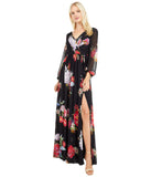 Women's Floral Chiffon Gown | Women's Evening Gowns