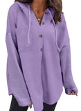 Purple Women Loose Fit Casual Hooded Sweatshirt Hoodie with Pocket - Shewin | Women's Coat & Jacket